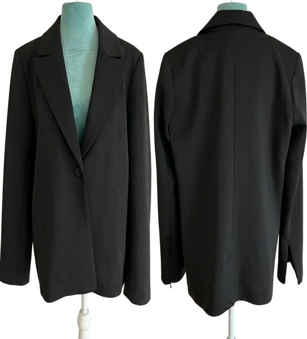 Good American Black Scuba Blazer NWT Size 4 Oversized Quiet Luxury Clean Girl
